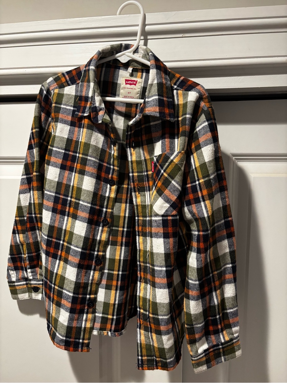 Levi's Kids Olive & Orange Plaid Flannel Shirt